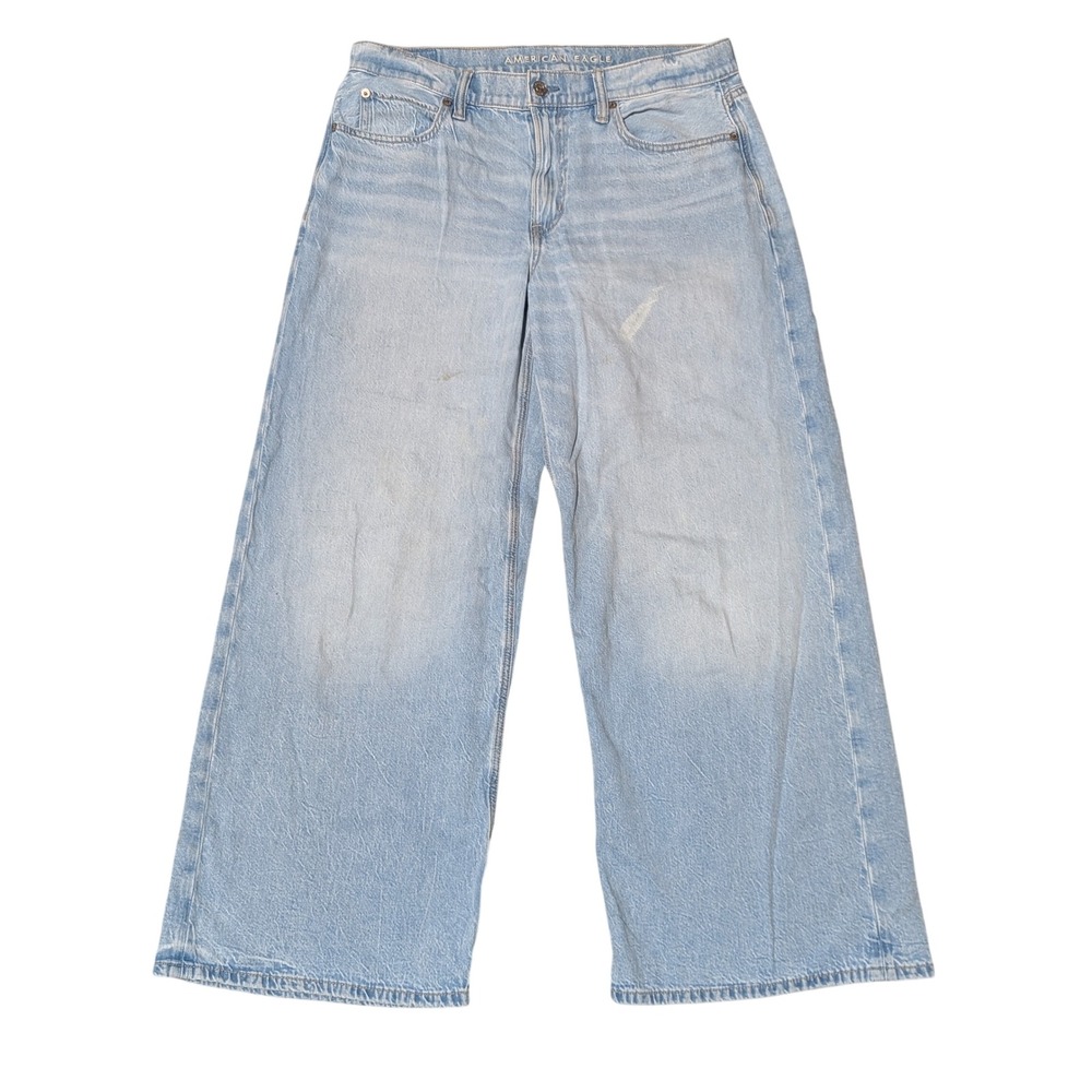 American Eagle Jeans Women 6 Light Blue Strigid Wide Leg Extra Baggy High Rise